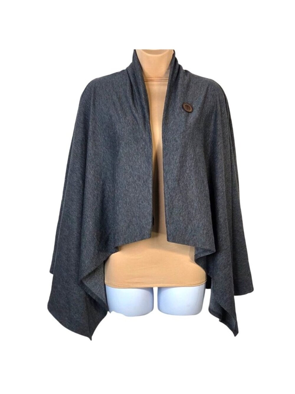 Bobeau Womens Heather Gray Open Front Cardigan Wrap One Button Sm